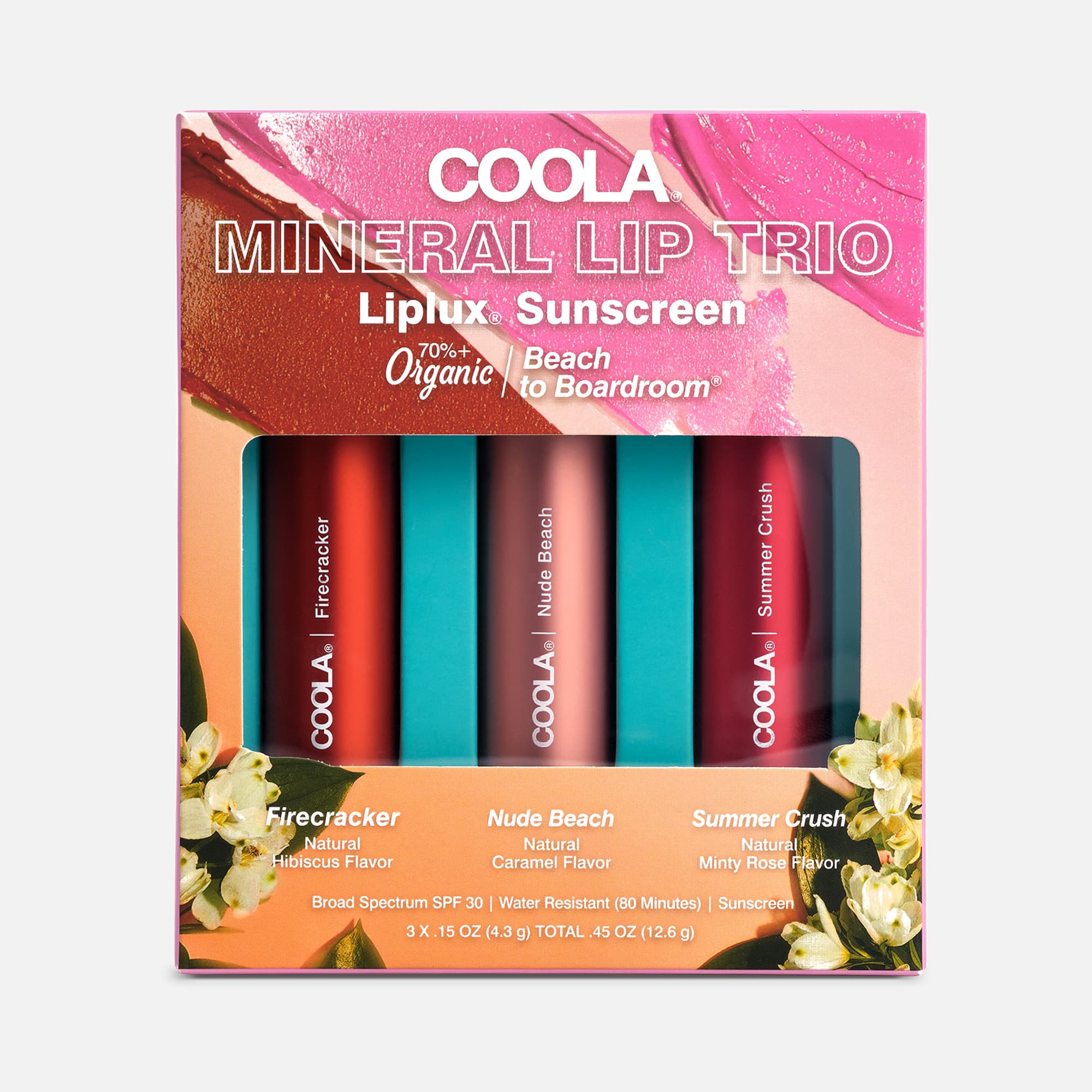 COOLA From Beach To Boardroom Tinted Mineral Liplux Trio, SPF 30, .45 oz.